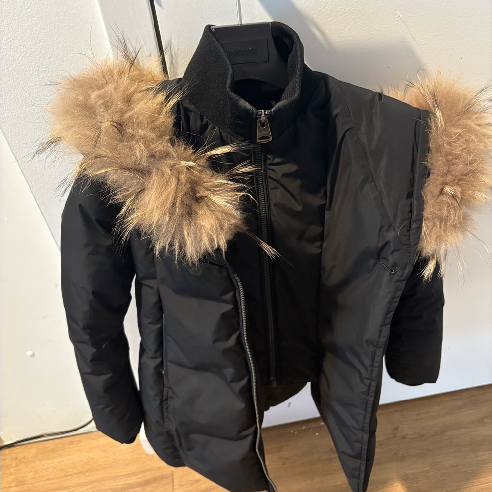 Mackage Black Puffer Jacket with Faux Fur
